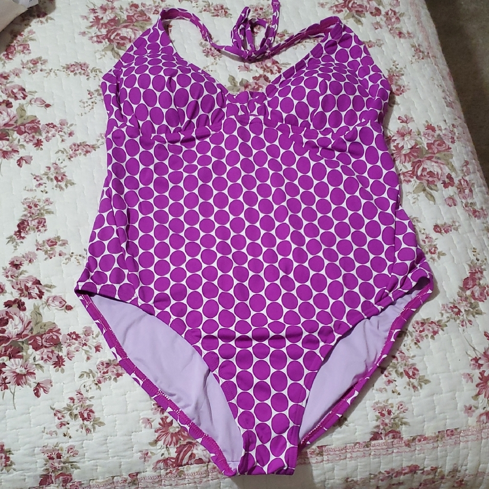 Echo Design Purple and White Polka Dot Beachwear